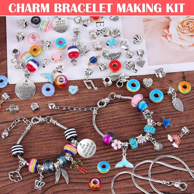 Acejoz 85 Pcs Charm Bracelet Making Kit, DIY Charm Bracelets Beads - Image 7