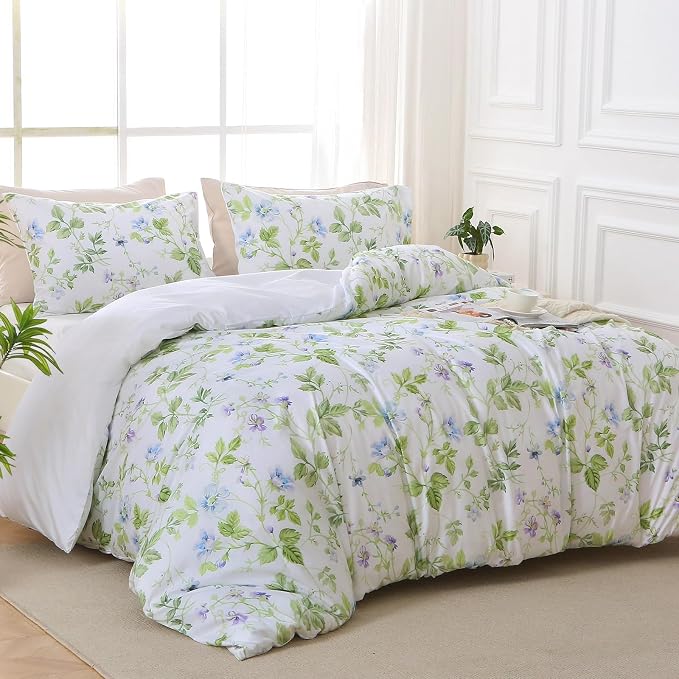 MUXHOMO Duvet Cover Queen Size, Reversible Floral Vintage Duvet Cover Set - Image 2