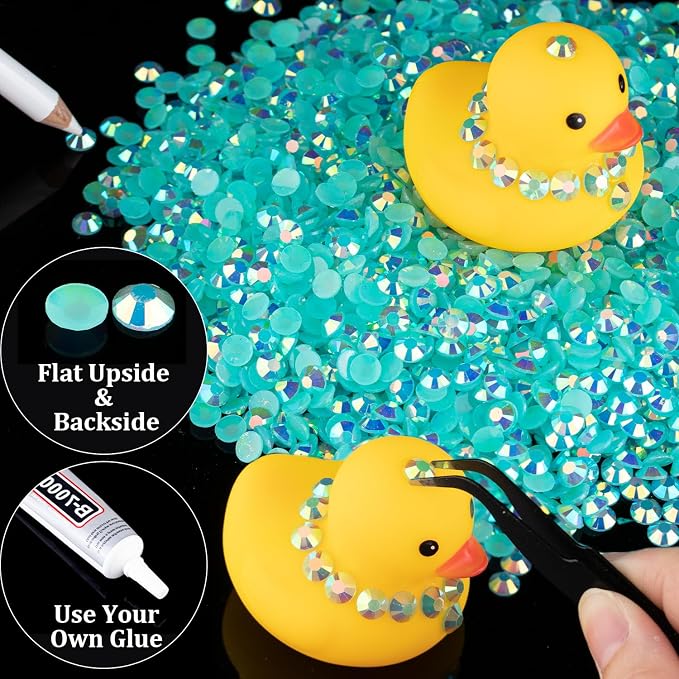1500pcs 6mm Resin Rhinestones Bulk, Lake Blue AB Flatback Round Jelly - Image 5