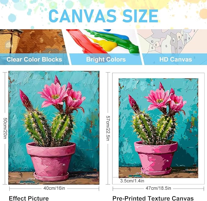 Mrnsiet Paint by Number for Adults Beginners, Easy Cactus Paint by Numbers Kits - Image 3