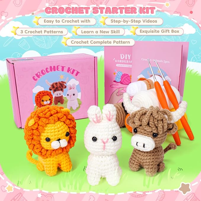 Fortuning's JDS Crochet Kit for Beginners, Amigurumi Crochet Animal Kits - Image 6