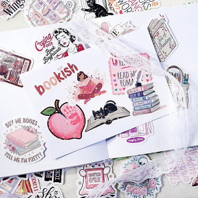 150 Pcs Romance Book Stickers for Kindle, Holographic Reading Sticker Packs for - Image 3