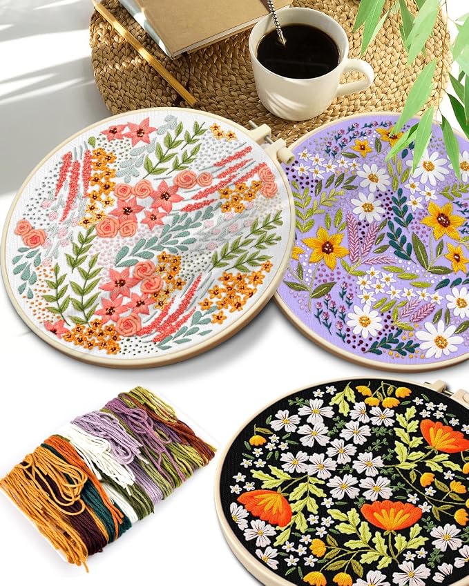 TINDTOP Embroidery Kit for Adult, 3 Pack Embroidery DIY Starter Kit, - Image 7