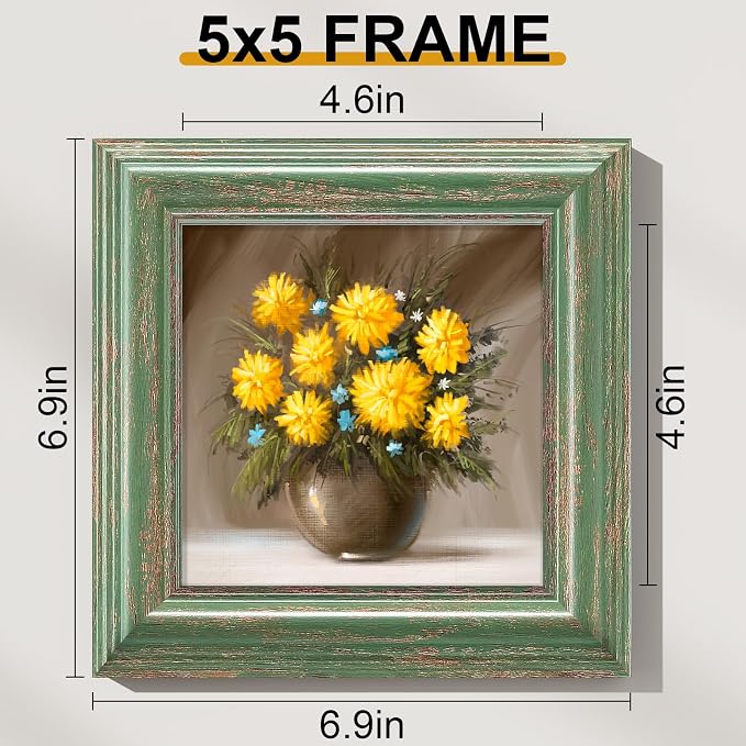 Vittanly 5x5 Picture Frames Set of 2, Ornate Vintage Photo Frame - Image 3