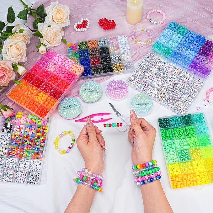 4500Pcs Pony Beads Bracelet Making Kit, 6 Boxes - Image 3