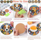 ijbnhd 8 PCS Dog Diamond Art Coasters Diamond Painting Coasters | Diamond - Image 6