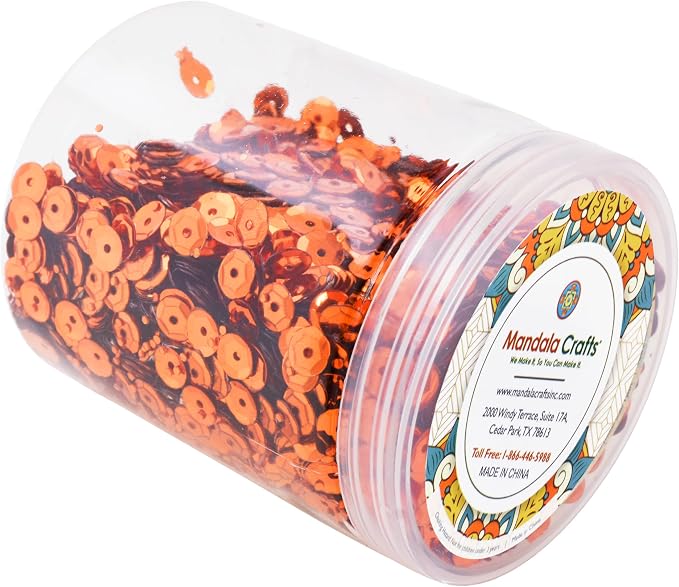 Mandala Crafts 6mm Cup Round Orange Sequins - Image 4