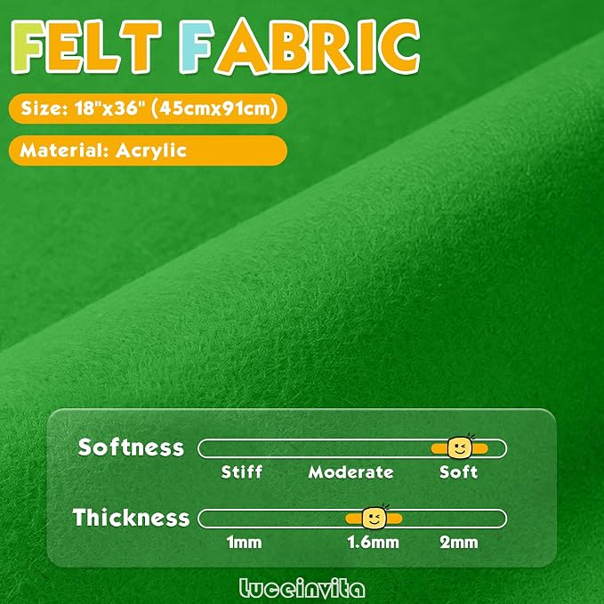 Classic Green 18" X 36" Felt Fabric Sheet - Image 2