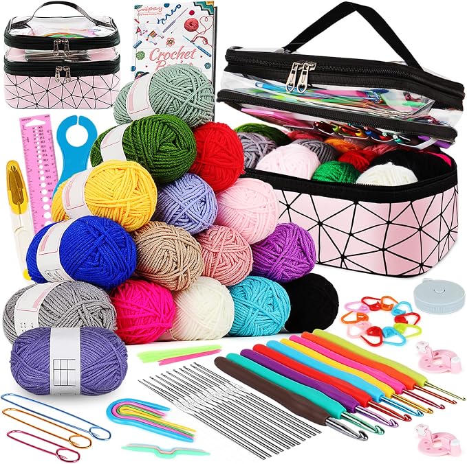 Coopay Crochet Kit for Beginner Adult, 16 Colors Yarn Crochet Animal Kit by Coopay