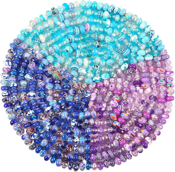 Zyehxed Large Hole Purple Blue Fairy Wand Garden Beads by BRACELETMAKINGKIT