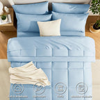 CozyLux Queen Comforter Set Baby Blue, 7 Pieces Bed in a Bag, All Season - Image 2