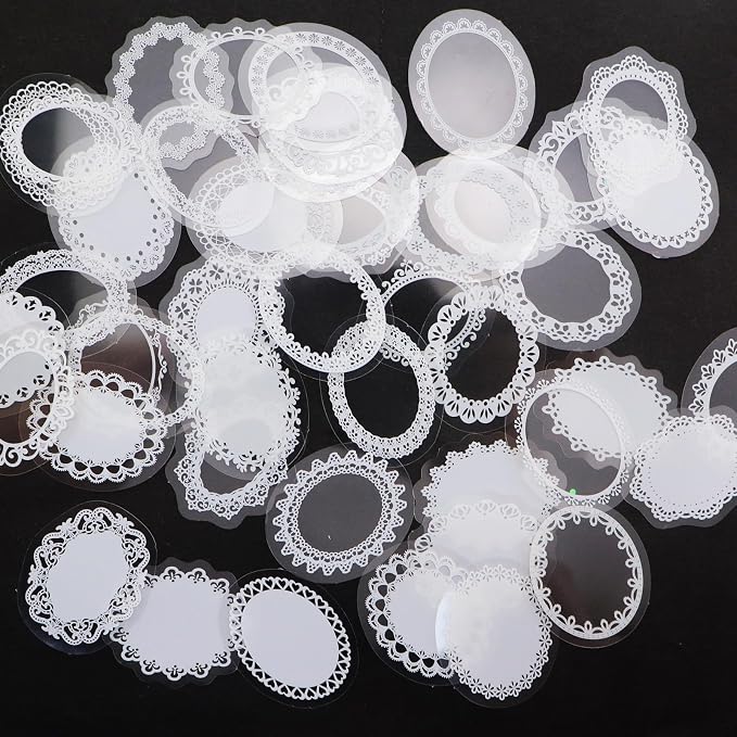 90PCS Lace Scrapbook Stickers DIY Decorative Notebook Frames Photo Album - Image 2
