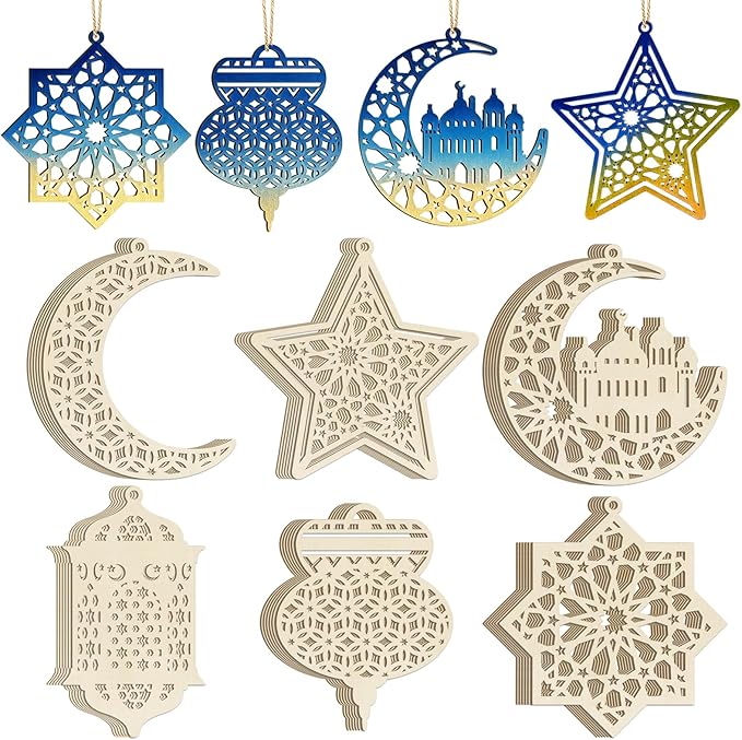36PCS Wooden Ramadan Decorations Eid Islam Mubarak Ornaments Mubarak Hanging by Sophena