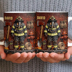 Personalized Firefighter Gifts for Men Dad Custom Name Mug, Fireman Gear Design - Image 6