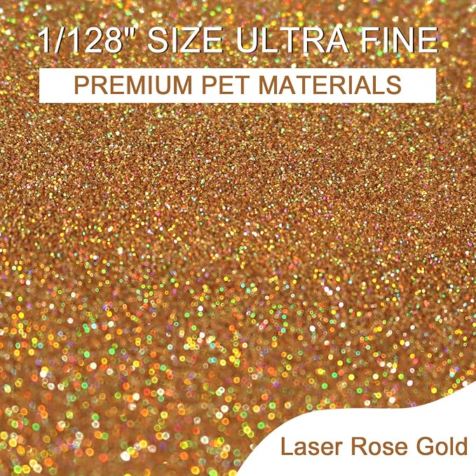 Ceya 3.8oz/ 110g Holographic Ultra Fine Glitter Powder Laser Rose Gold Glitter - Image 2