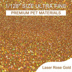 Ceya 3.8oz/ 110g Holographic Ultra Fine Glitter Powder Laser Rose Gold Glitter - Image 2