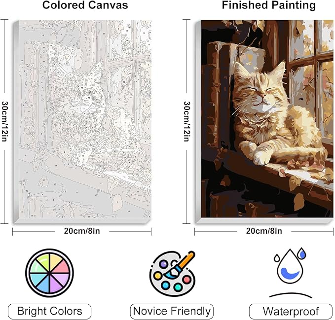 Yezavesu 4 Pack Cat Framed Paint by Numbers Kit - Image 3