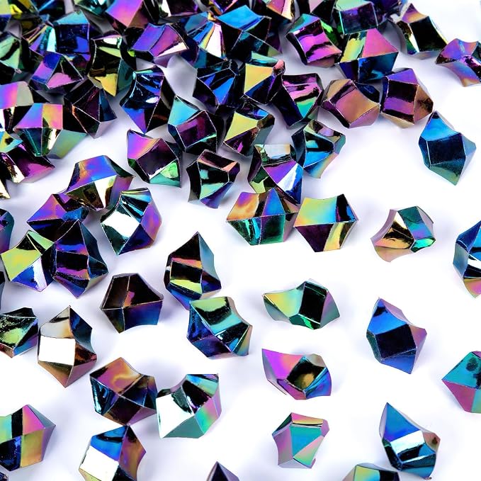 DomeStar 150PCS Iridescent Black Fake Ice, Acrylic Gems Crystals Black Rocks by DOMESTAR