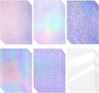 Nezyo 60 Sheet Holographic Laminate Sheet Clear Glitter A4 Size Vinyl Sticker by Nezyo