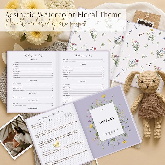 Lanpn My Pregnancy Journal Memory Book for First Time Mom, 156 Page Pregnant Announcement Must Have Planner Scrapbook, Pregnancy Tracking Diary Mom to Be Keepsake Gift for Expecting New Parent Purple
