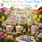 Thyle 6 Set 5 Inch Ceramics Fairy House to Paint Teapot Fairy Garden House - Image 4