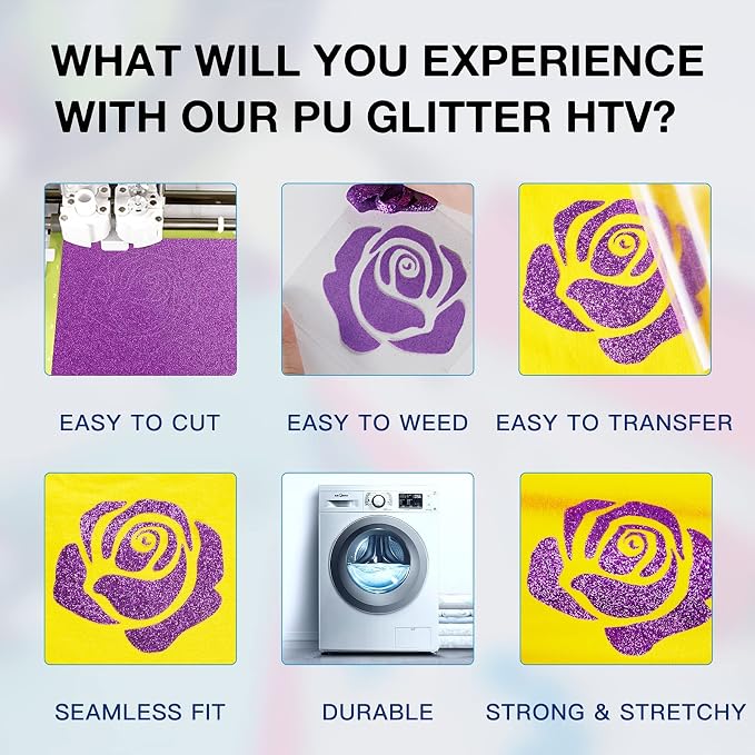 HTVRONT Glitter HTV Heat Transfer Vinyl Roll - Image 3