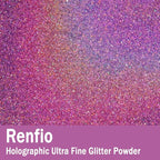 Renfio Holographic Ultra Fine Glitter Powder Metallic Resin Glitter 2.11 Oz PET - Image 2