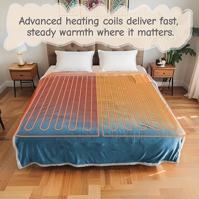 Electric Heated Blanket Twin Size 62"x84", Soft Flannel - Image 4
