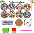 Zythron 8 Pack Dog Diamond Art Coasters, Diamond Painting Coasters Kits | Dog - Image 2