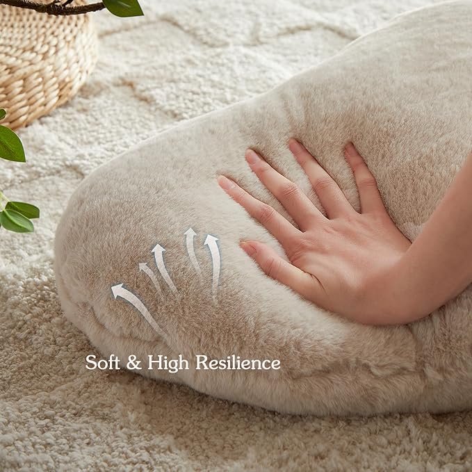 EastTree Beige Heart Shaped Pillows, Ultra Soft Extra-Large Fluffy Love Throw Pillows, Gifts for Women & Girls, Living Room Decor - 15x18 Inch