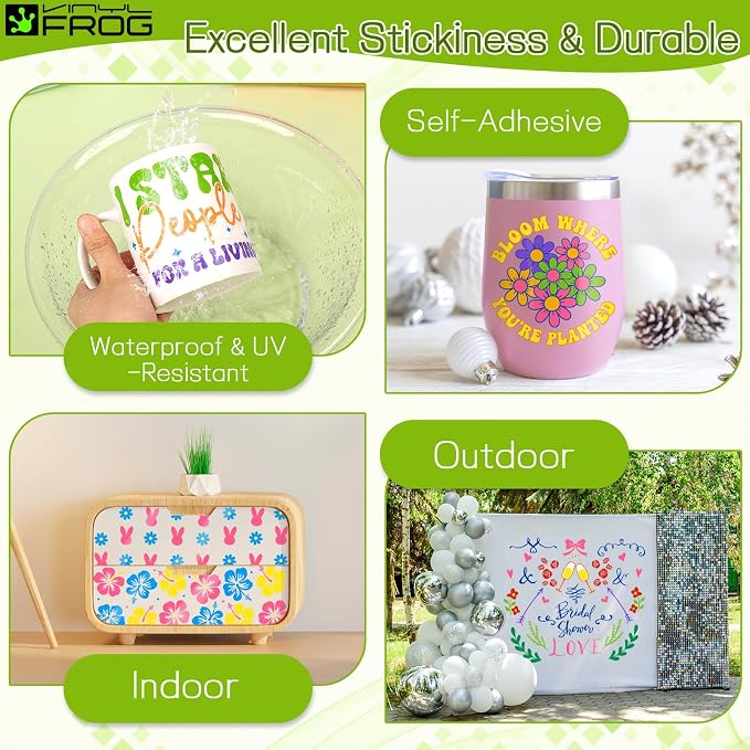 VINYL FROG Permanent Vinyl Bundle 12‘’x12'' Glossy Adhesive Vinyl 14 Sheets 12 - Image 4