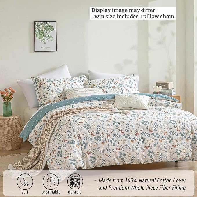 LEMIROE Botanical Cotton Comforter Twin Size - Image 2