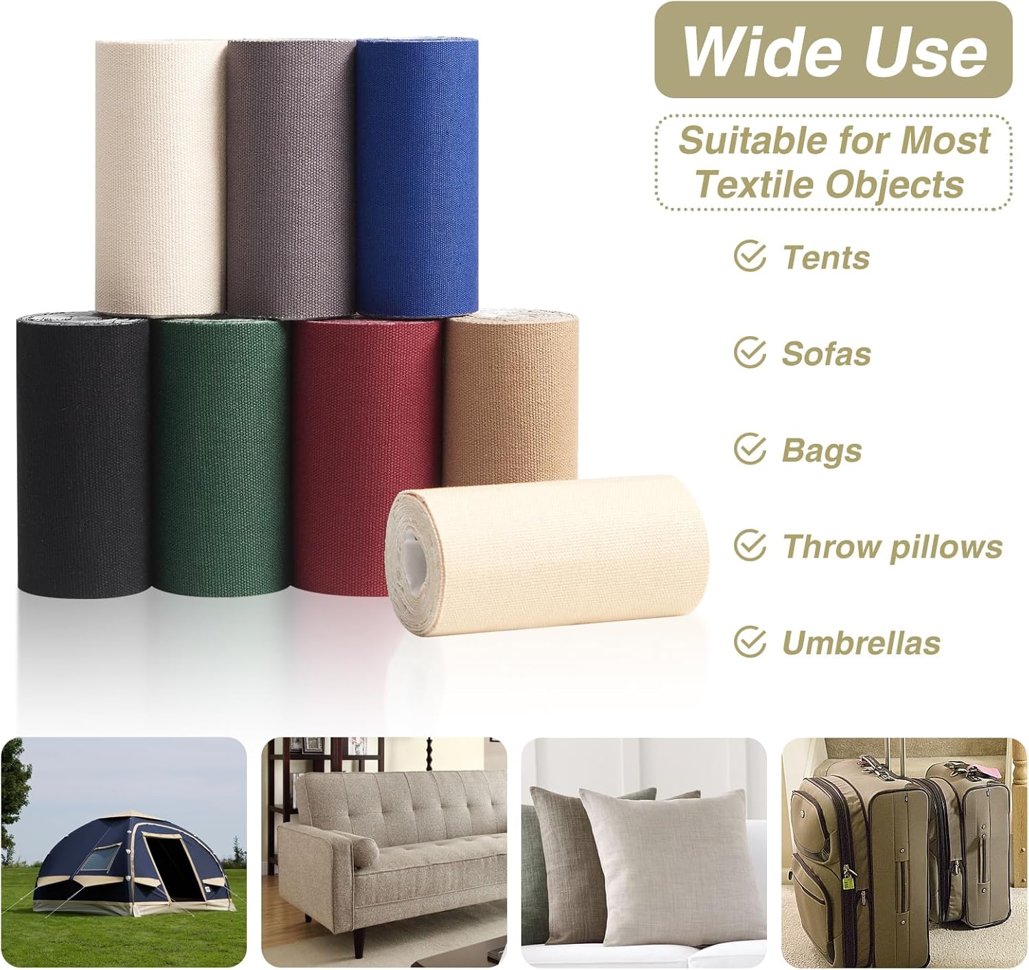 Canvas Repair Tape 4×70 Inch Waterproof Self-Adhesive Fabric Repair Patch for Repairing Boat Covers,Tents,Patio Umbrellas,Car Seats,Luggage,Sofas.(Beige)
