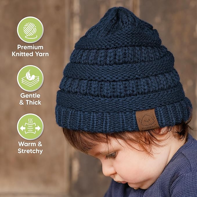 3-Pack Baby Beanies for Boys, Girls - Stretchy Knit Baby Hats, Cute Newborn & Toddler Winter Hat, Soft & Warm Infant Beanie 6-36 Months (Icelandic, M)