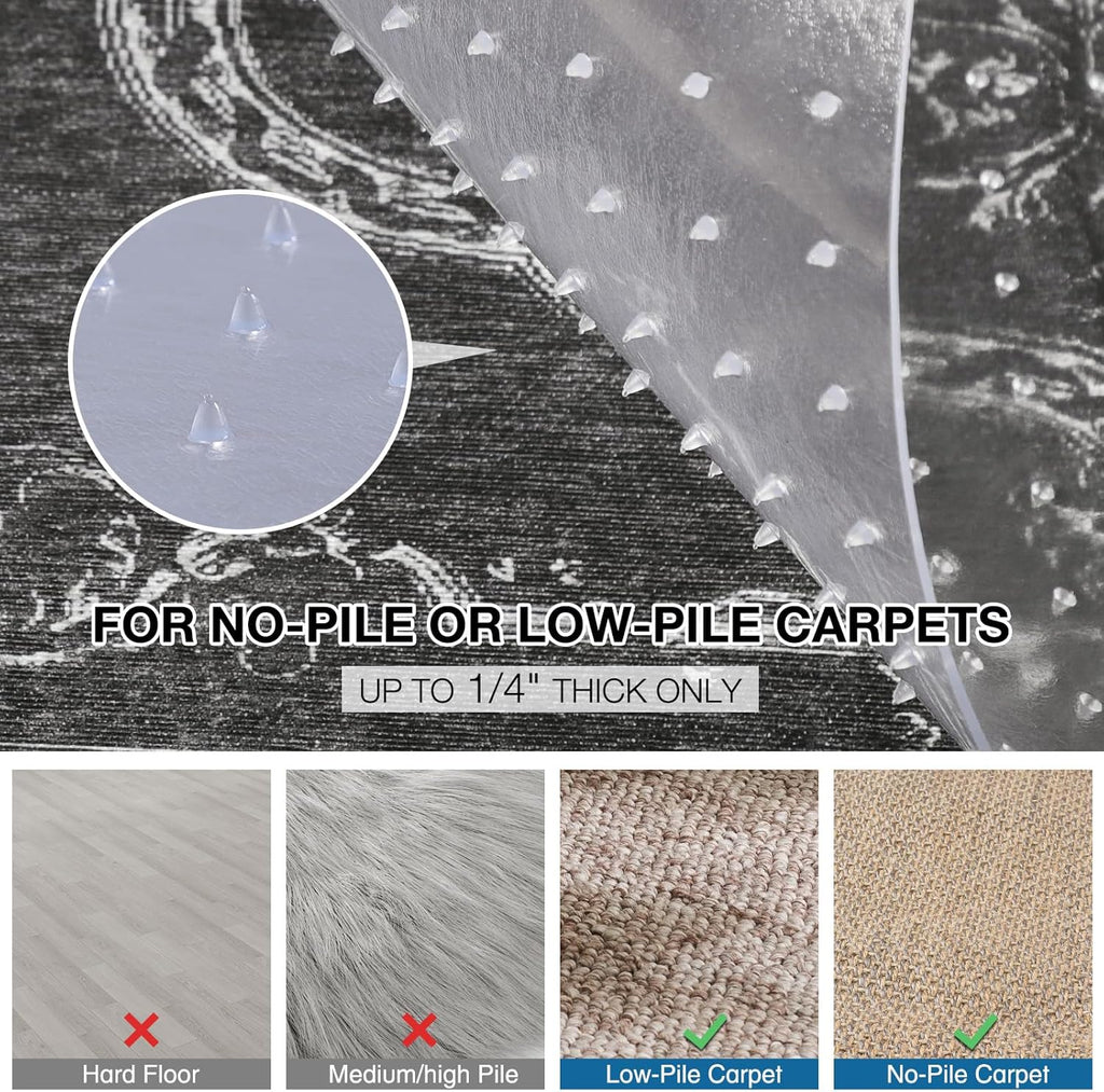Chair Mat for Carpet, 36" x 48" Desk Chair Mat for Carpeted Floors, Non-Slip Office Vinyl Mat for Carpet with Studded, Easy Glide Heavy Duty Floor Protector Mat for Home Office, Clear