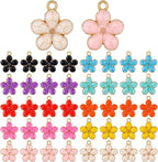 40 Pcs Gold Plated Enamel Cherry Blossoms Decor Small Flower Enamel Charms Cute by Unknown