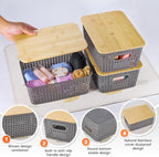 Plastic Storage Baskets With Bamboo Lid - Image 3