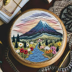 FONNUY Embroidery Kit for Beginners, Flower Hill Nature Landscape Pre-Stamped - Image 4