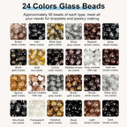 XSEINO About 1200PCS 6mm Crack Glass Beads, 24 Assorted Crack Earthtone - Image 2
