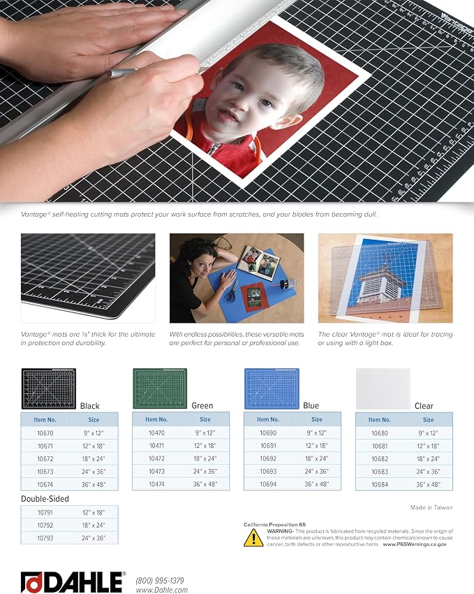 Dahle Vantage 10793 Double-Sided Premium Self-Healing Cutting Mat, 1/2" Grid - Image 7