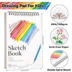 4 Pack Small Sketch Books, 5.5 x 8.5 Inch Mini Sketchbook, 68lb/100gsm Spiral - Image 2