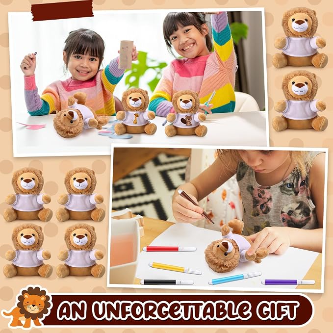 Blueweenly 64 Pcs Make Your Own Stuffed Animal Lion Kit Including 6 Inches Soft - Image 5