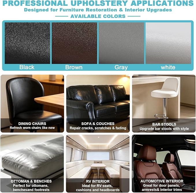 White Faux Leather Fabric 118"×55" Smooth Grain Upholstery Vinyl - Image 4