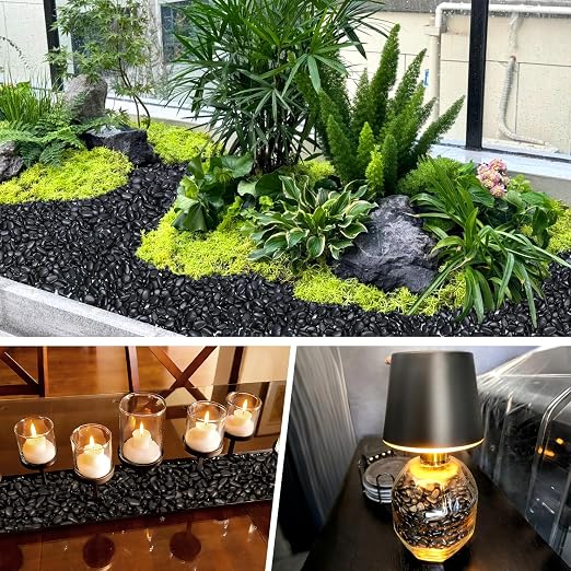 5 lb Natural Polished Black Pebbles, 3/8-1/2 Inch Decorative White Rocks - Image 5