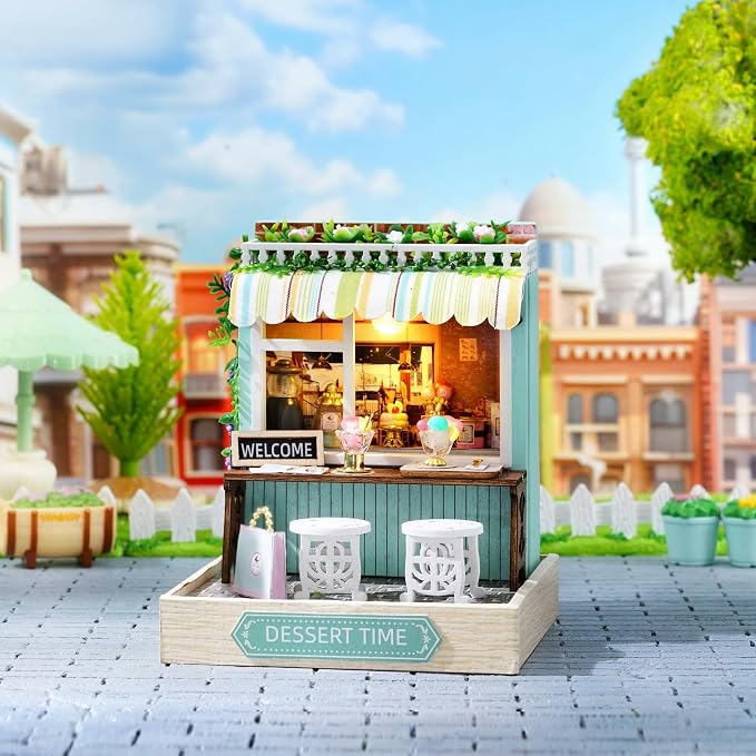 Miniature House Kit, CUTEROOM Tiny House Kit Wooden Dollhouse Kit Mini House - Image 3