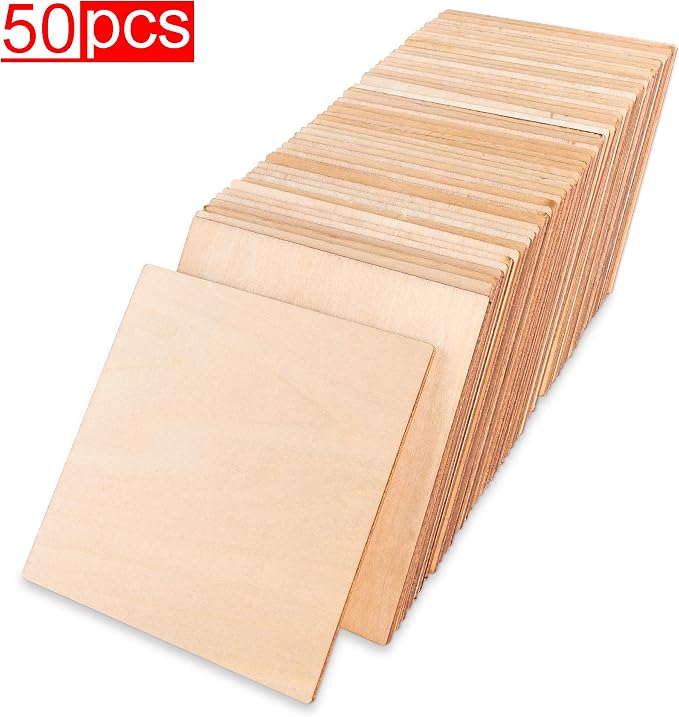 50 Pack Unfinished Wood Squares 4"x4"x1/8" Blank Thin Basswood Sheets - Image 2