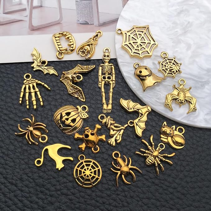 WOCRAFT 60pcs Antique Gold Halloween Bracelet Charms - Image 4