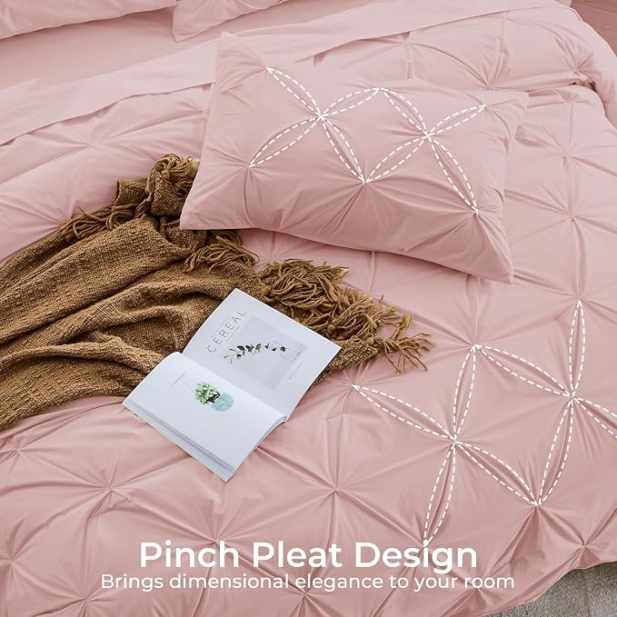 Sasttie Full Size Comforter Set, 7-Piece Bed in a Bag, Pintuck Bedding Set - Image 4