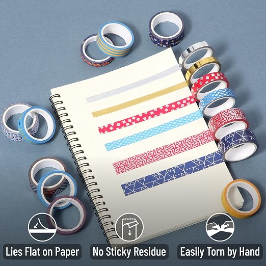 Mr. Pen- Washi Tape Set, 15 Rolls, Metallic Foil | 5 Yards/Roll, Washi Tape - Image 5