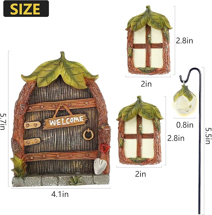 Miniature Fairy Garden Accessories Fairy Door and Windows - Image 2